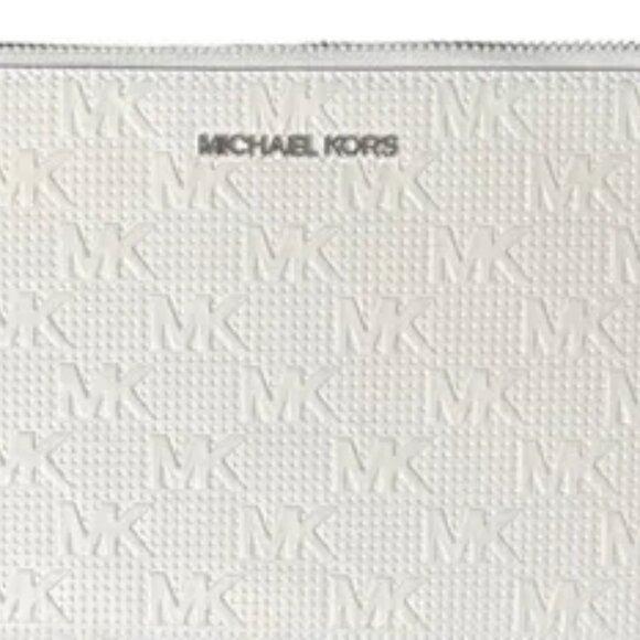 SALE ✅ Jet Set Large EMBOSSED LOGO Zip Clutch Wristlet LEATHER ✨NWT - Picture 5 of 12